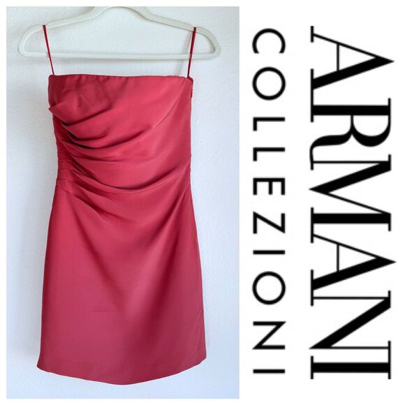 Armani Collezioni 2004 Silk Blend Strapless Mini Sheath Dress in Dusty Rose Pink - Picture 1 of 10